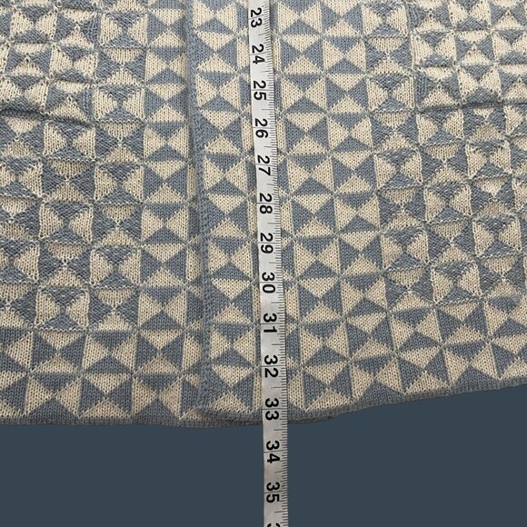 Oleana Womens Medium Alpaca Cardigan Coat Made In Norway Geometric Pattern Blue - Picture 9 of 12